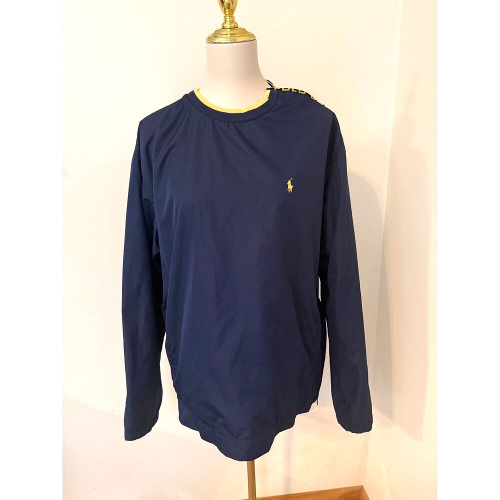 Polo Golf Ralph Lauren Men’s M Navy Yellow Pullover Windbreaker Side Zip